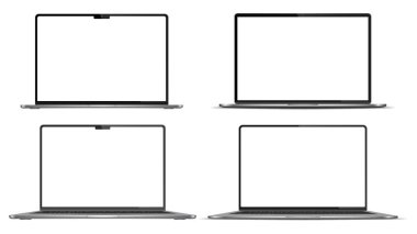 Aygıt ekran modeli. Akıllı telefon, tablet, dizüstü bilgisayar ve monoblock monitörü, sizin için boş ekran. Hisse senedi serbest vektör illüstrasyonu. PNG