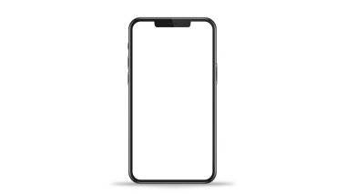 Infographic Global Business için beyaz ekranlı Smartphone 'un stüdyo görüntüsü. Ön Görünüm Görünümü. Vektör illüstrasyonu. PNG