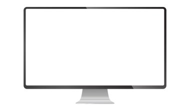 Moda gerçekçi ince çerçeve monitörü boş beyaz ekran izole ile taklit edilir. PNG. Vektör illüstrasyonu