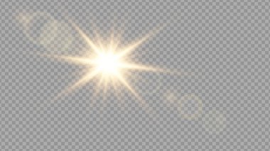 Vektör şeffaf güneş ışığı özel lens ışık efekti. PNG