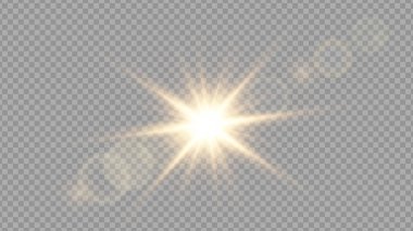 Vektör şeffaf güneş ışığı özel lens ışık efekti. PNG