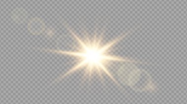 Vektör şeffaf güneş ışığı özel lens ışık efekti. PNG