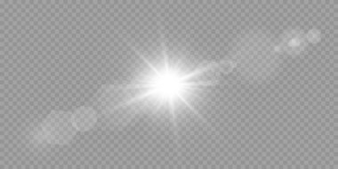 Vektör şeffaf güneş ışığı özel lens ışık efekti. PNG
