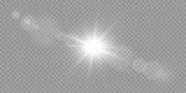 Vektör şeffaf güneş ışığı özel lens ışık efekti. PNG