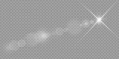 Vektör şeffaf güneş ışığı özel lens ışık efekti. PNG