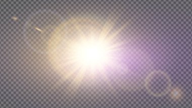 Vektör şeffaf güneş ışığı özel lens ışık efekti. PNG