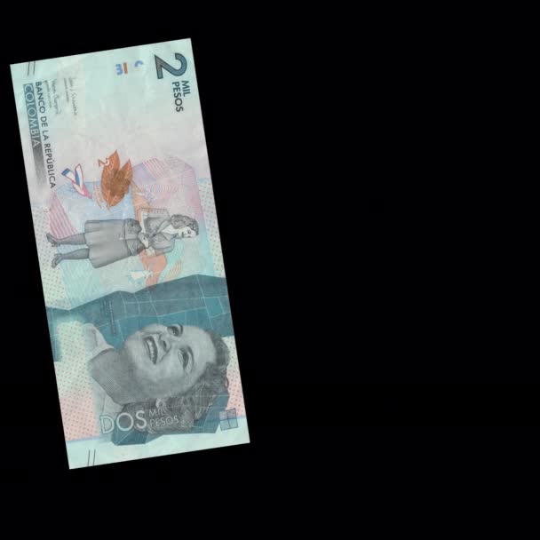 Wata Kolumbijskich Banknotów Cop Wyświetlana Upokarzający Sposób Alpha — Wideo stockowe