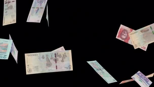 Κολομβιανά Χαρτονομίσματα Πέσο Πέφτουν Σαν Βροχή Alpha — Αρχείο Βίντεο