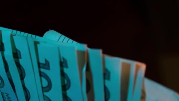 Kolumbijské Peníze Pesos Bankovky Zavřít Kontrastním Světle — Stock video