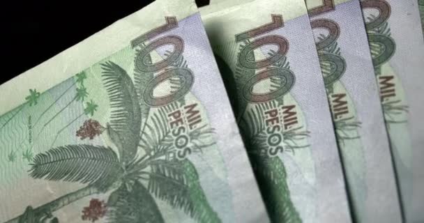 Колумбийские Деньги Песо Счета Колумбии Банкноты Закрыть — стоковое видео
