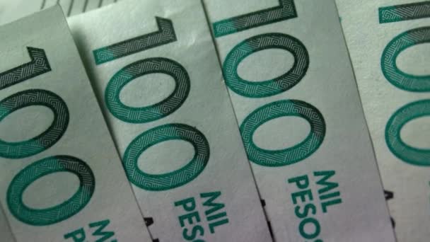 Kolumbijské Peníze Pesos Bankovky Kolumbijské Bankovky Zavřít Cop — Stock video