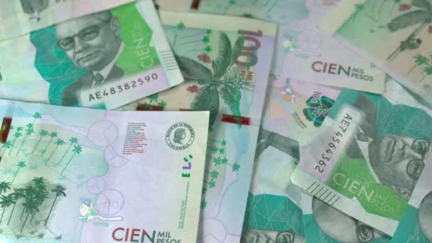 Колумбійський Паспорт Поклав Колумбійські Гроші Cop — стокове відео