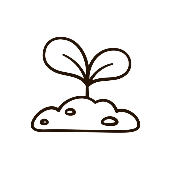 小さな苗はかわいい漫画のアウトラインアートイラストを発芽させます 園芸農業の着色本のページアクティビティワークシート子供のための — ストックベクタ