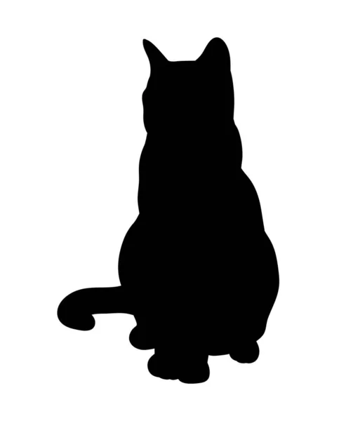 Силуэт Сидящей Чёрной Кошки Икона Векторная Иллюстрация Логотипа — стоковый вектор