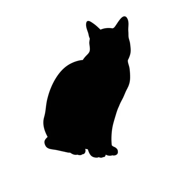 Sentado Gato Negro Silueta Abstracta Icono Ilustración Del Vector Del — Vector de stock