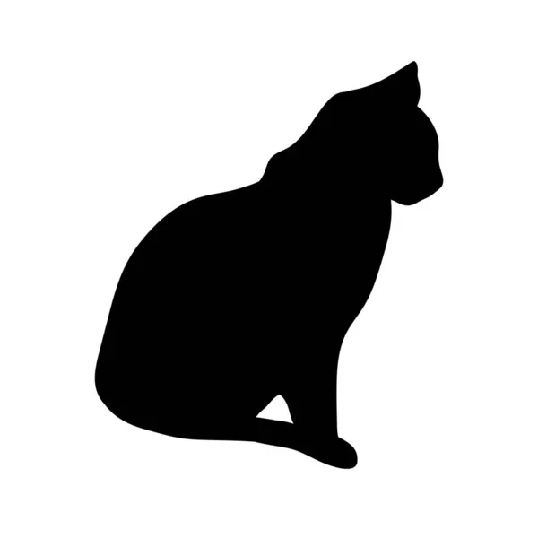 Sitzende Schwarze Katze Abstrakte Silhouette Icon Logo Vektor Illustration — Stockvektor