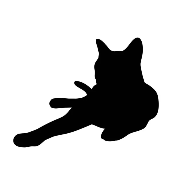 Gato Preto Deitado Para Baixo Silhueta Abstrata Ícone Ilustração Vetor — Vetor de Stock