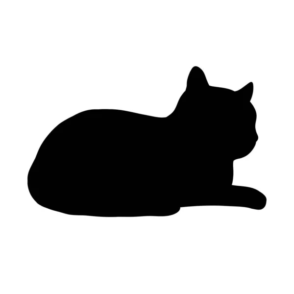 Gato Preto Deitado Para Baixo Silhueta Abstrata Ícone Ilustração Vetor — Vetor de Stock