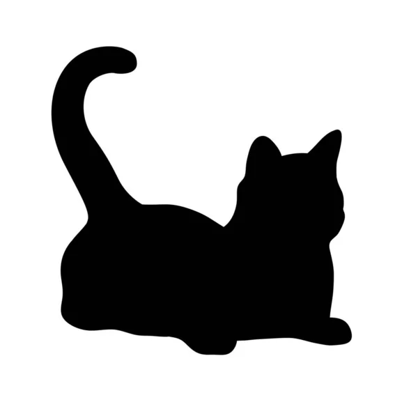 Sitzende Schwarze Katze Abstrakte Silhouette Icon Logo Vektor Illustration — Stockvektor
