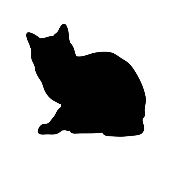 Sentado Black Cat Abstract Silhouette Ícone Ilustração Vetor Logotipo — Vetor de Stock
