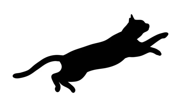 Black Cat Jumping Abstrato Silhueta Ícone Ilustração Vetor Logotipo — Vetor de Stock