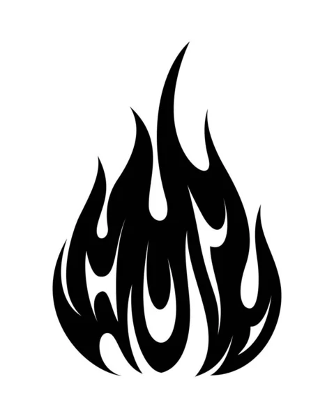 Vlam Vuur Vuurbal Silhouet Grunge Tattoo Ontwerp Illustratie Clipart — Stockvector