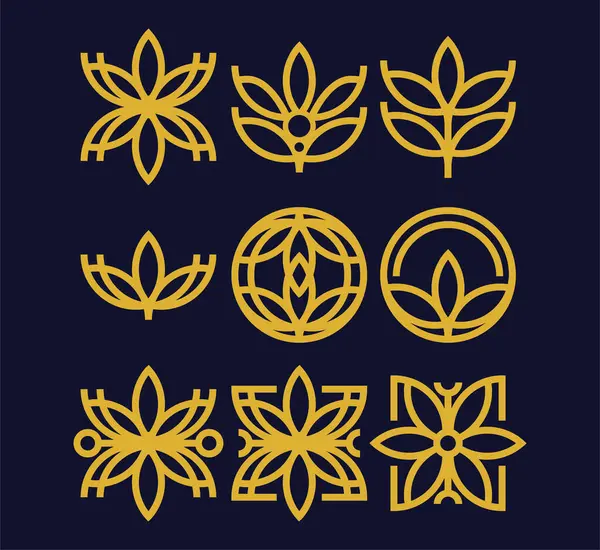 The rice icon is combined into an elegant logo and pattern with a gold color that looks simple