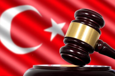 Flag of Turkey, court and a judge gavel