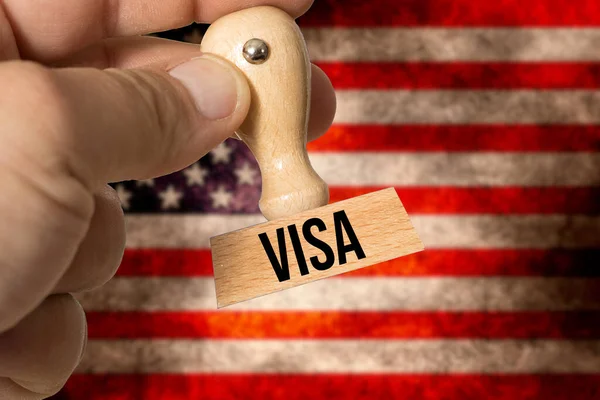 Drapeau Des États Unis Visa Tampon — Photo