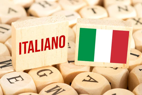Different letters, Italian flag and learn Italian