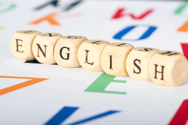 English Word Written Wooden Cubes Education Concept — Stock Photo, Image
