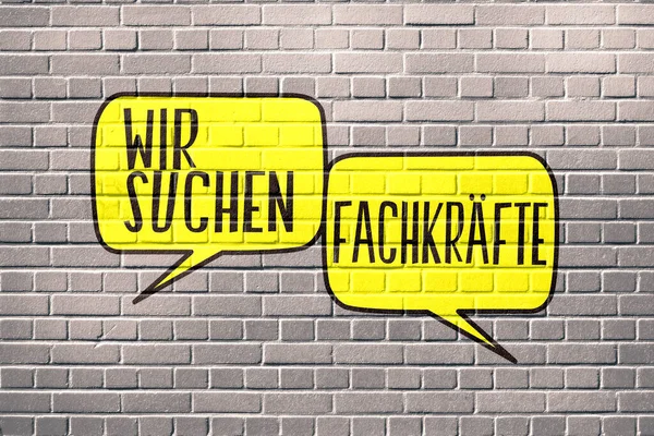 Kolaj Illüstrasyonu Biz Profesörleri Arıyoruz Alman Yazıtları Tuğla Duvardaki Konuşma — Stok fotoğraf