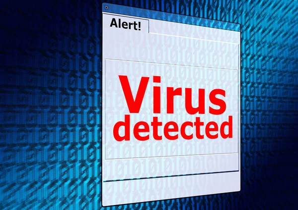 Alert Virus Detected Computer Window Binary Code Background — Stock Photo, Image