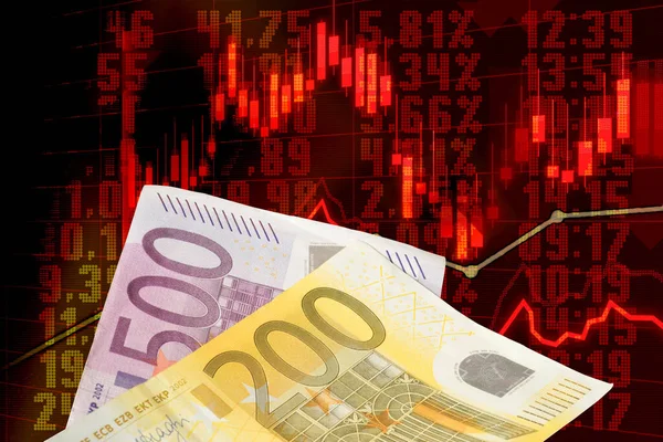 Finanzgrafik Mit Euro Banknoten Als Hintergrund — Stockfoto