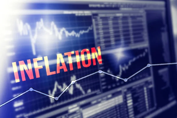 Grafico Finanziario Iscrizione Inflazione Sfondo Foto Stock Royalty Free