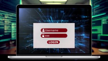 Kullanıcı adı ve parolası olan bir bilgisayar ve giriş