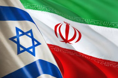 Orta Doğu 'daki çatışmanın bir sembolü olarak İran ve İsrail bayrakları