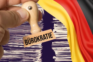 Files and documents, the flag of Germany and the bureaucracy clipart