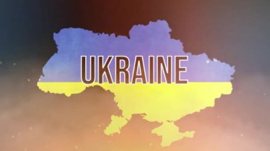 Savaş ve yıkımın sembolü olarak Ukrayna haritası ve bayrağı.