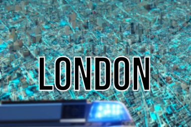 Londra, acil durum ve mavi ışıklı arabalar itfaiye, polis veya ambulans