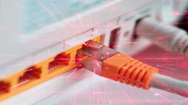 İnternet bağlantısı ve yönlendiricinin yakın plan görüntüsü