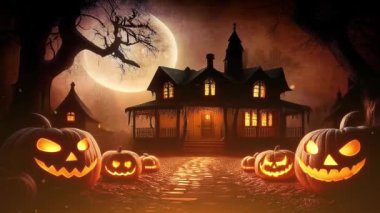 Ürkütücü bir ev, balkabakları ve Cadılar Bayramı