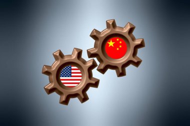 Two cogwheels as a symbol of cooperation between China and the USA clipart