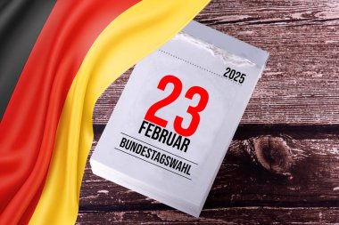 Almanya bayrağı ve takvim 23 Şubat Bundestag seçimleri