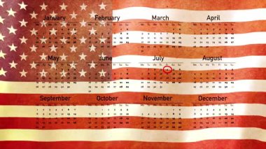 Amerika Birleşik Devletleri 'nde bir takvim ve 4 Temmuz tatili