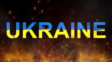  Ukrayna bayrağı, savaş sembolü olarak ateş ve duman.
