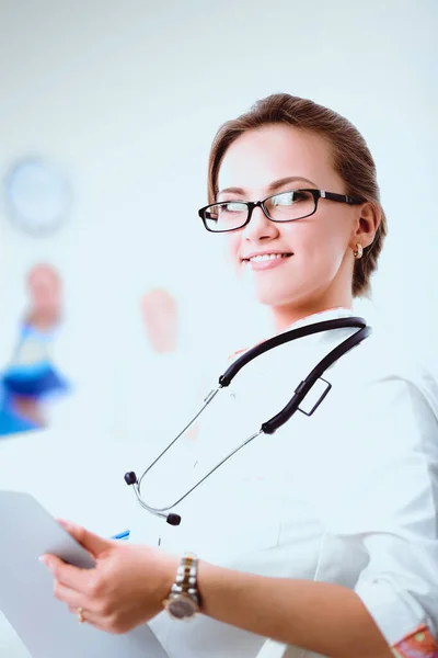 Young Woman Doctor Standing Hospital Medical Stethoscope Stock Picture