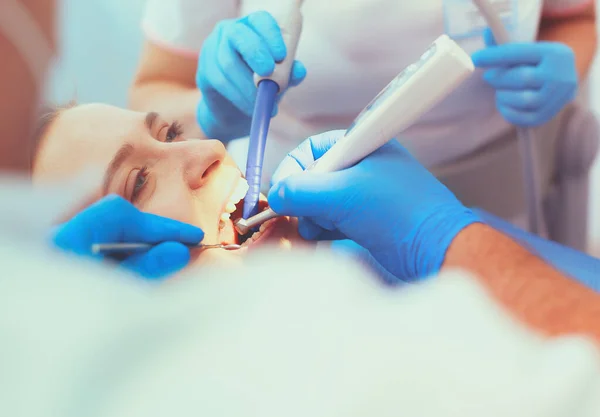 stock image Doctor and patient in the dental clinic.