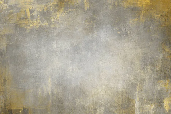 Acrylic Painting Canvas Abstract Background Golden Smudged Vignette Grunge Texture — Stock Photo, Image
