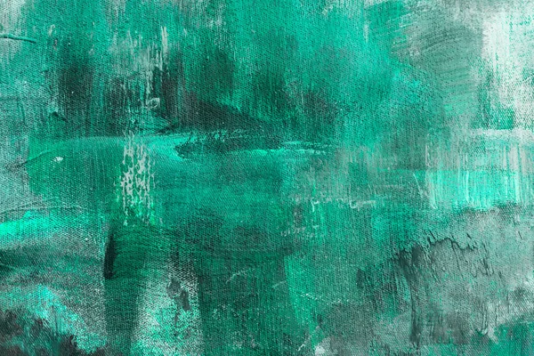 Groene Munt Gekleurde Abstracte Acryl Schilderij Doek Grunge Achtergrond — Stockfoto
